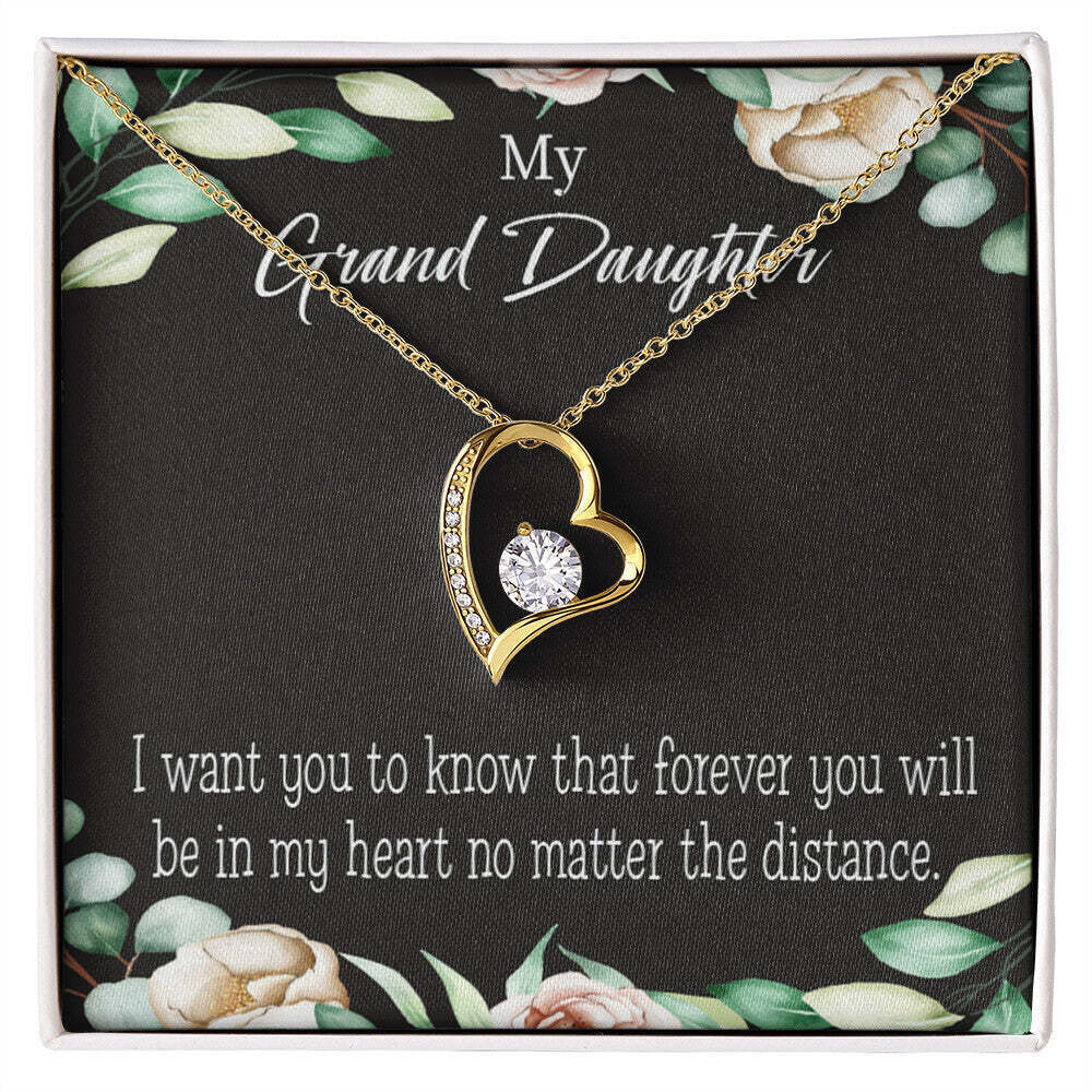 Granddaughter In Heart Forever Love Cz Heart Necklace White Gold Luxury Box
